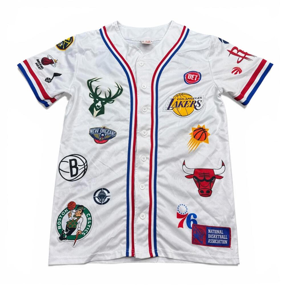 Ultra Game NBA Multi Team Jersey Adult Size XS AOP Basketball Logos
